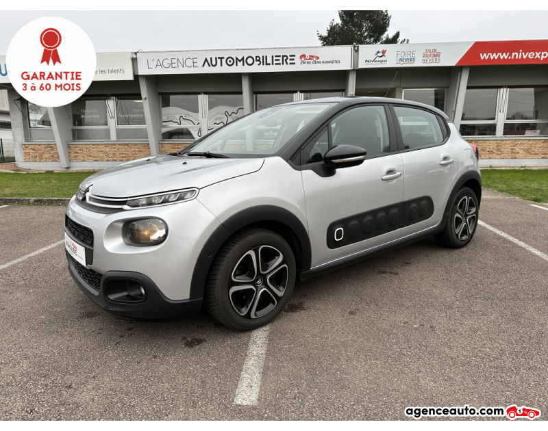 Aankoop Gebruikte Auto, Goedkope Gebruikte Auto | Agence Auto Citroen C3 BlueHDi 75ch Feel S&S/CITROËN Connect Nav 7"/Airbump Black Zilver Jaar 2017 Handgeschakelde auto Diesel